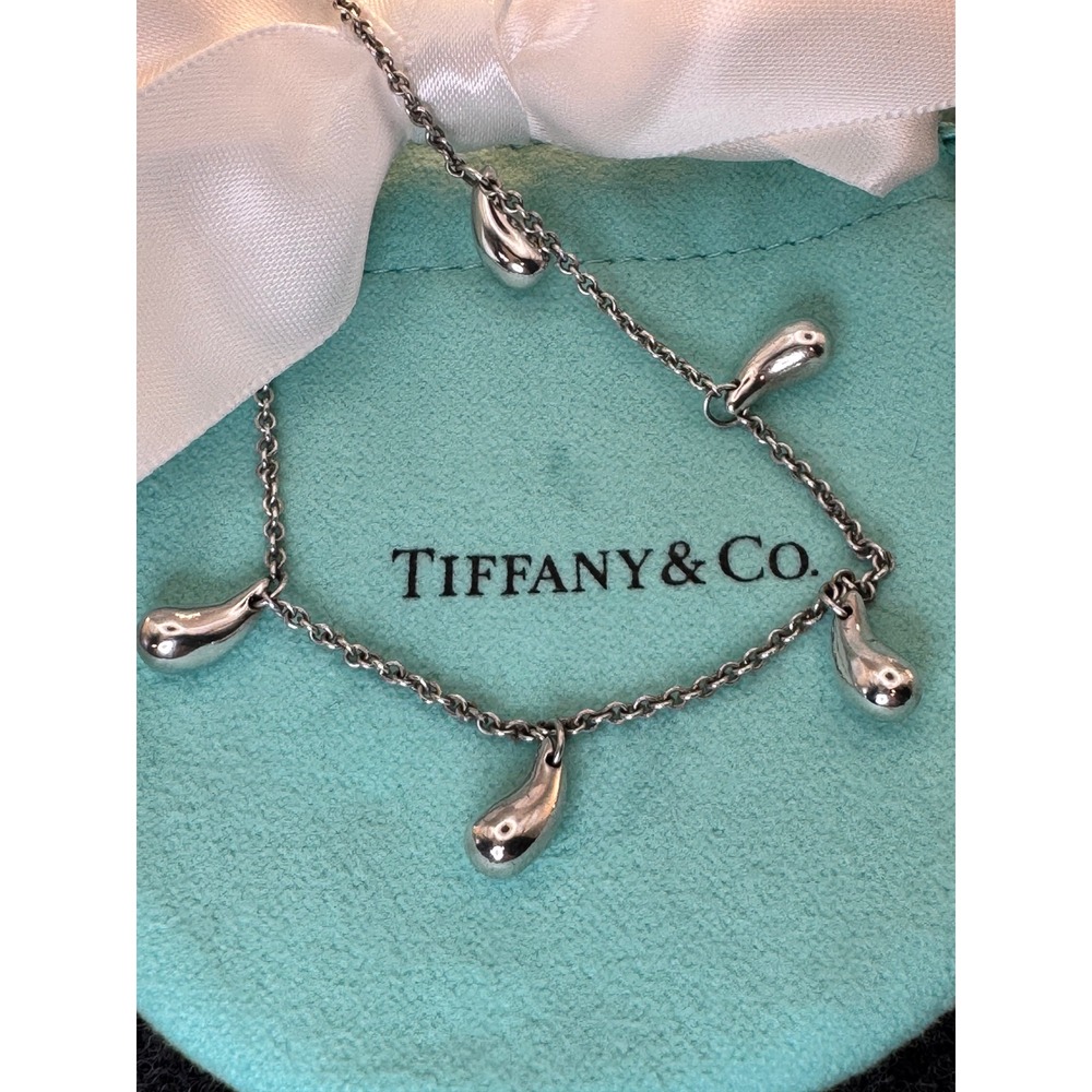 Vintage Tiffany & Co Elsa Peretti Teardrop 5 Charm Bracelet 7in - Picture 2 of 10